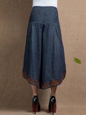 Spring and Summer Thin Trousers Embroidered Denim Skirts Pants Large