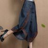 Spring and Summer Thin Trousers Embroidered Denim Skirts Pants Large