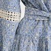 Women's Embroidered Umbrella Midi Dress, Chambray Blue/Sand, Large