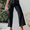 Women's Wide Leg Jeans High Waisted Zimbaplatinum Stretchy Straight Leg Jeans Buttoned Loose Denim Pants with Pocket
