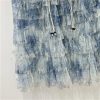 Women's Tie-Dye Denim Maxi Skirt, Gauze Patchwork with Distressed Hem Detail