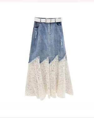 Lace Denim ​​Skirt Design in Summer