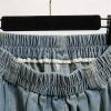 Vintage High Waist Casual Denim Skirts Women Single-Breasted Basic A-Line Long Skirts