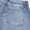 Wide Leg Jeans for Women Mid Waist Baggy Stitch Decor Denim Washed Pants Without Belt