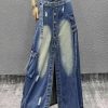 Personalized Waist Midlength Denim Skirt for Womens Spring and Summer Loose Slim