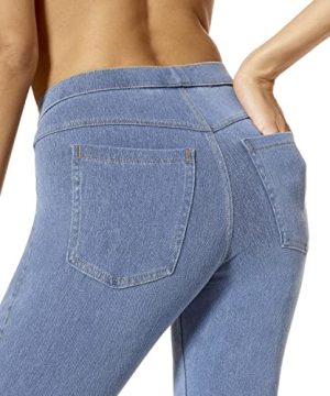 Women's Classic Denim Capri Leggings with Pockets, Comfortable Stretch Pull on Pants