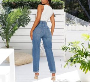 Women's Boyfriend Jeans Stretchy Ripped Distressed Denim Mom Jean Pants
