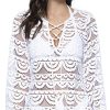 Women's Noah Water Lily Tunic Cover-Up - Scalloped Hem, Lace Up Front Tie
