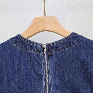 Women's Denim Bow Dress - Vintage Washed Blue Summer