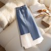 Blue Denim Skirt Spring Waist Hip- Women
