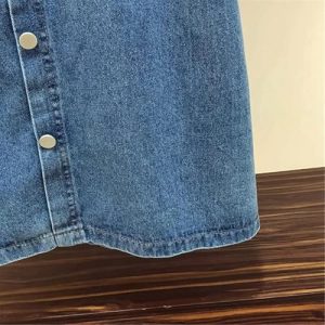 Summer Short Sleeve Button Down Denim Dress for Women Slim Fit Jean Mini Dresses