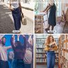 Long Denim Skirt for Women Casual A-Line Denim Maxi Skirt Stretch High Waisted Jean Skirt with Pocket Blue