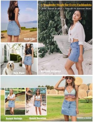 Denim Skirt Women Mini High Waisted Stretchy Summer Jean Skirts