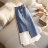 Blue Denim Skirt Spring Waist Hip- Women