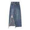Irregular Tassel Denim Skirt for Women in Summer Fat Waist her HIPS Look Slim Midlength