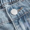 High Waist Wide Leg Jeans, Light Blue Denim, Elastic Waistband, Baggy Fit