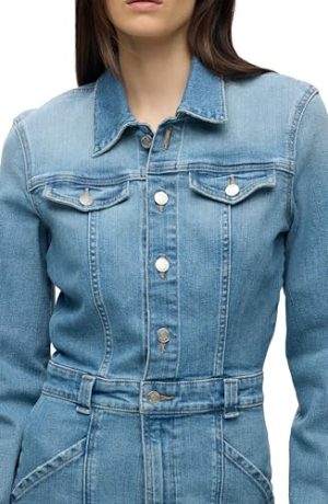 Women's Cargo Long Sleeve Denim Reconstructed Dress