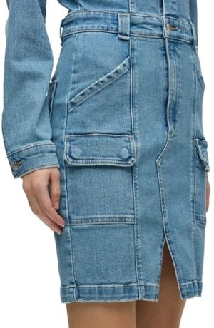 Women's Cargo Long Sleeve Denim Reconstructed Dress