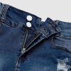 Women's Ripped Mini Denim Skort Mid Waist Casual Skirts
