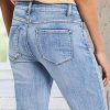 Straight Leg Jeans for Women Low Rise Cropped Jeans Wash Embroidery Raw Hem Denim Pants