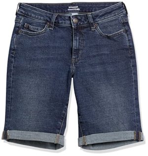 Women's Mid-Rise Slim fit Denim Bermuda Shorts with Pockets