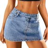 Denim Mini Skirt Women Jeans Skirts 5 Pockets High Waisted Y2K Stretch Cute Bows Short Jean Skirt