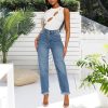 Women's Boyfriend Jeans Stretchy Ripped Distressed Denim Mom Jean Pants
