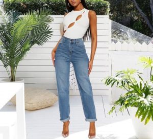 Women's Boyfriend Jeans Stretchy Ripped Distressed Denim Mom Jean Pants