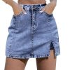 Skorts Skirts for Women Denim Mini Skirt Side Slit with High Waisted Jean Shorts Stretchy