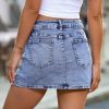 Skorts Skirts for Women Denim Mini Skirt Side Slit with High Waisted Jean Shorts Stretchy