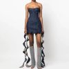 Women's Ruffle Denim Corset Strapless Minidress
