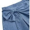 Women's High Waisted Big Bow Wrap Front Mini Bodycon Denim Skirts
