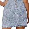 Women's Tulip Hem Shirred Washed Casual Bodycon Short Jean Denim Skirt