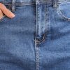 Jean Skirts for Women Denim Trendy Summer Casual Stretchy High Waisted Midi Below Knee Pencil Skirt with Slit