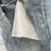 Women's Tie-Dye Denim Maxi Skirt, Gauze Patchwork with Distressed Hem Detail