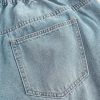 High Waist Wide Leg Jeans, Light Blue Denim, Elastic Waistband, Baggy Fit