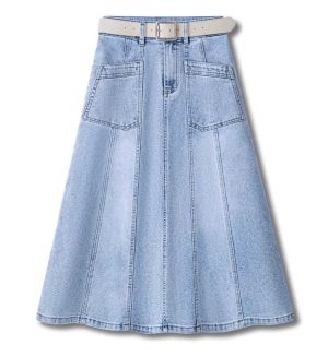 Denim Skirt for Women in Summer Waist Slimming Midlength