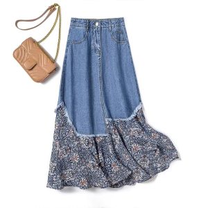 Denim ​​ Skirt in Summer, Casual and Waisted ice Silk