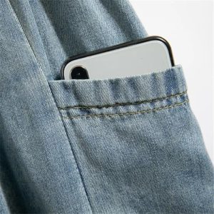 Vintage High Waist Casual Denim Skirts Women Single-Breasted Basic A-Line Long Skirts
