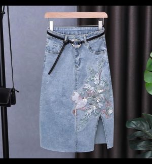 Waisted Denim Skirt Womens Autumn Midlength Temperament