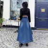 Waisted Denim Skirt for Women Autumn Midlength Them Look Slim and pearshaped Long